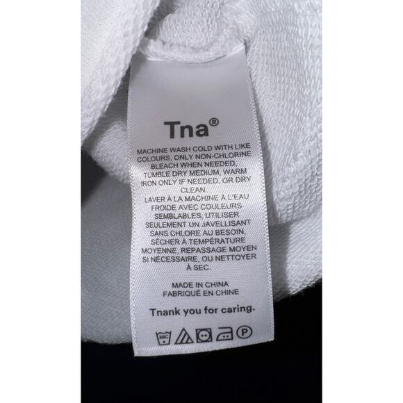 Aritzia Tna Airy Cropped Fleece Sweatshirt White Women's 2XS Oversized Old Money - Picture 7 of 8